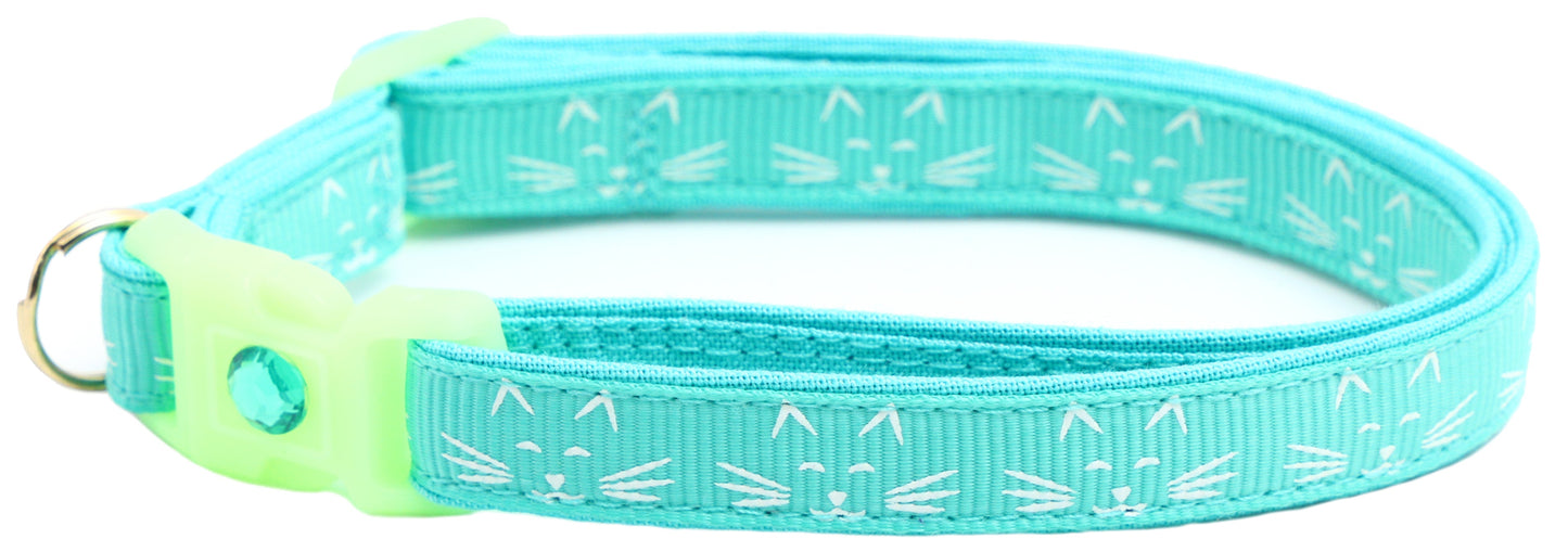 Glowing Cat Faces Breakaway Cat Collar