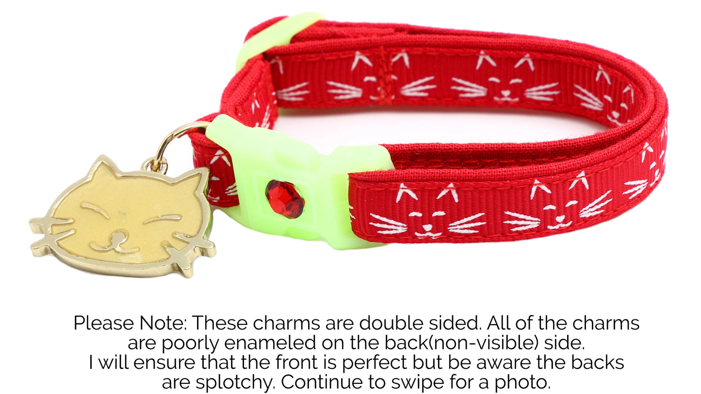 Glowing Cat Faces Breakaway Cat Collar