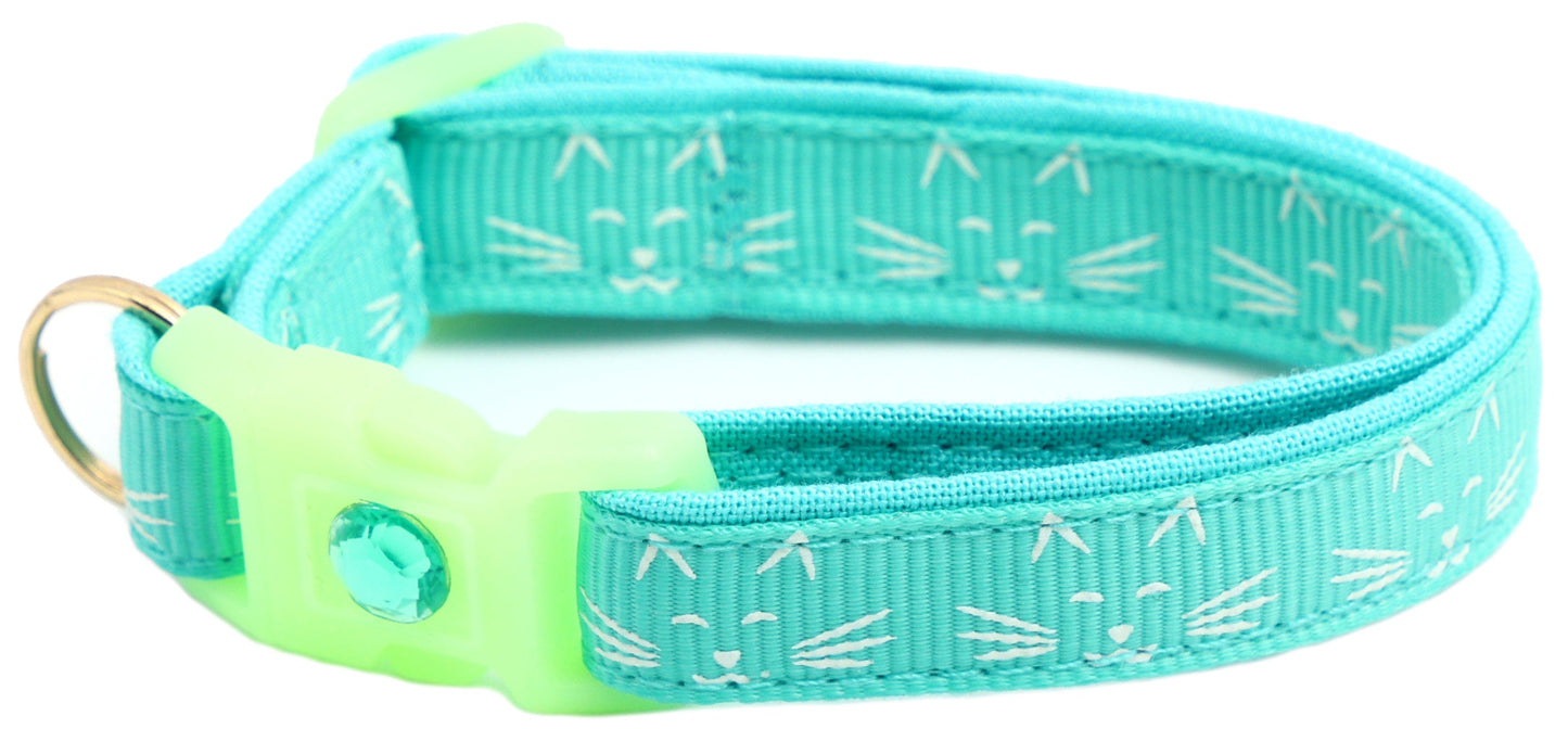 Glowing Cat Faces Breakaway Cat Collar