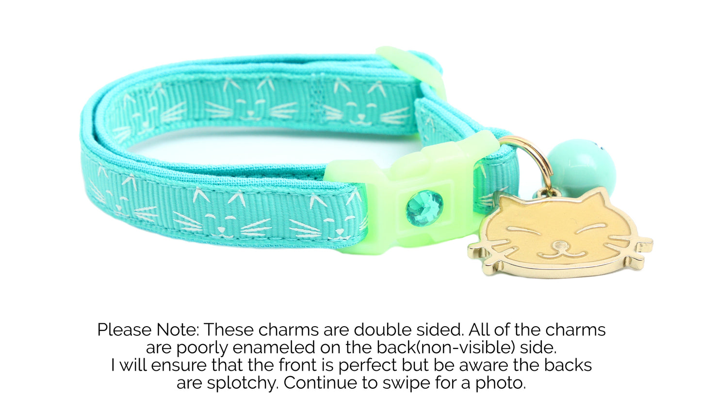 Glowing Cat Faces Breakaway Cat Collar