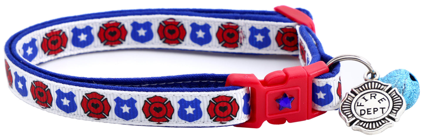 Fire and Police Badges Cat Collar