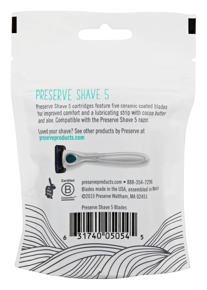 Preserve Replacement Cartridges For Preserve Shave Five Recycled Razor 4Ct (6X4 Ct)
