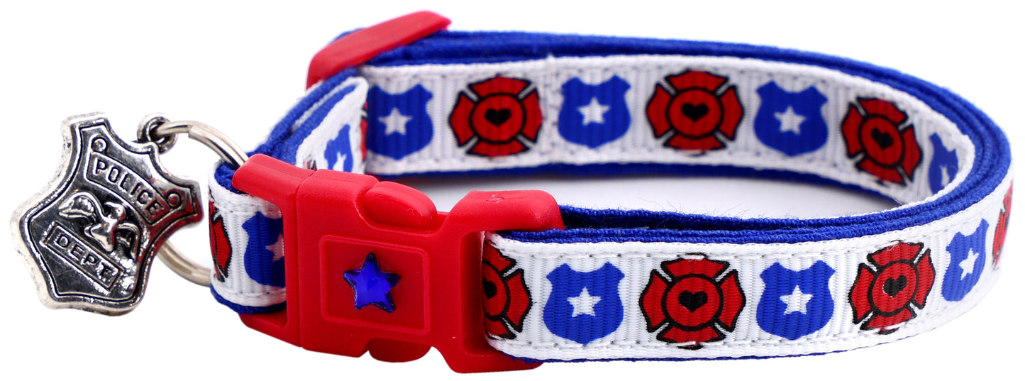 Fire and Police Badges Cat Collar
